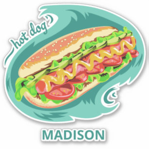 Individuelle Name Hot Dog Aufkleber