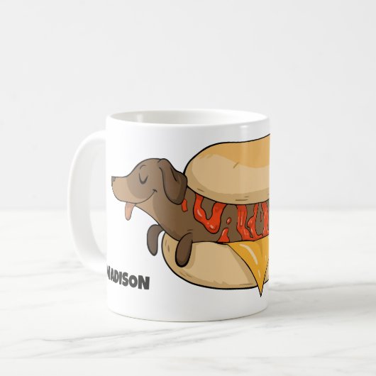 Individuelle Name Hot Dog Kaffeetasse (Vorderseite Links)