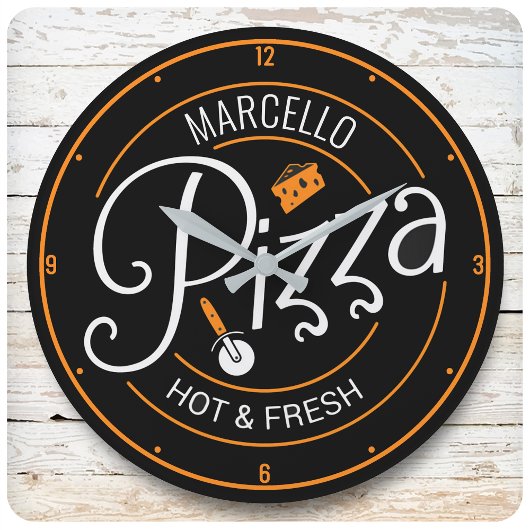 Individuelle Name Hot Fresh Italienische Pizza Piz Runde Wanduhr