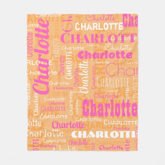 Individuelle Name - Hot-Pink-Orange-Wiederholungsm Fleecedecke (Vorderseite)