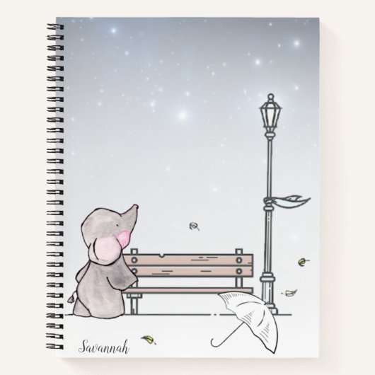 Individuelle Name Hübsch Elefant farbenfroh Notizblock (Vorderseite)