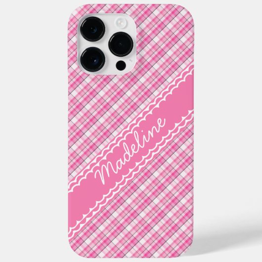 Individuelle Name Hübsch in rosa Kariertes Tartan- Case-Mate iPhone Hülle (Rückseite)