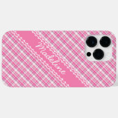 Individuelle Name Hübsch in rosa Kariertes Tartan- Case-Mate iPhone Hülle (Rückseite (Horizontal))