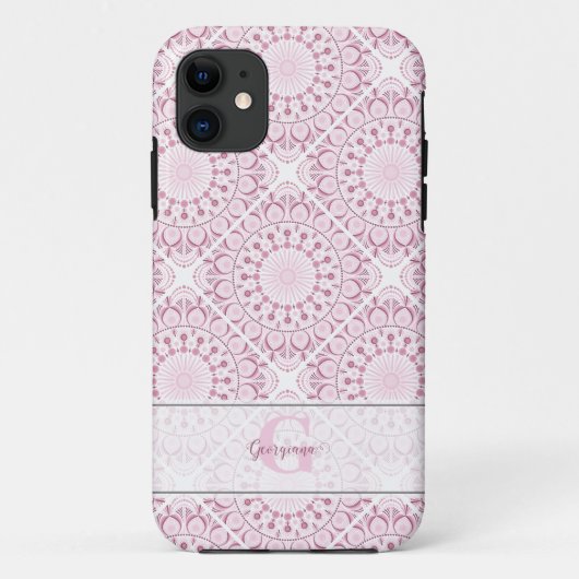 Individuelle Name Hübsch Pink Confetti Lace Mandal Case-Mate iPhone Hülle (Rückseite)