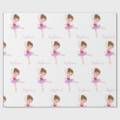 Individuelle Name Hübsch Pink & White Ballerina Geschenkpapier (Flach)