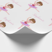 Individuelle Name Hübsch Pink & White Ballerina Geschenkpapier (Ecke)