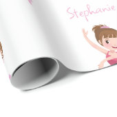 Individuelle Name Hübsch Pink & White Ballerina Geschenkpapier (Rolleneckpunkt)