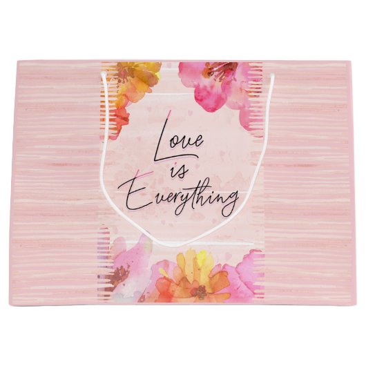 Individuelle Name Hübsch Rosa Blumenfarbe Große Geschenktüte (Vorderseite)