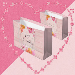 Individuelle Name Hübsch Rosa Blumenfarbe Große Geschenktüte