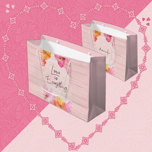 Individuelle Name Hübsch Rosa Blumenfarbe Große Geschenktüte