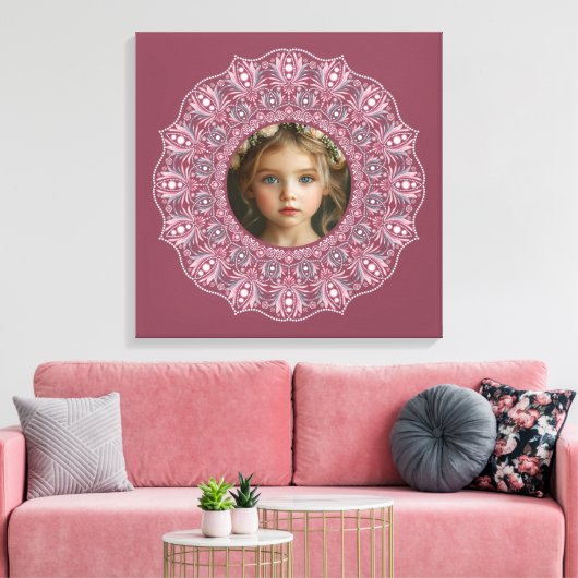 Individuelle Name Hübsch Rosa Mandala Foto Rahmen Leinwanddruck (Insitu (Wohnzimmer))