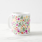 Individuelle Name Hübsche Farbenfrohe Girl Floral  Kaffeetasse (Vorderseite Links)