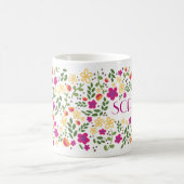 Individuelle Name Hübsche Farbenfrohe Girl Floral  Kaffeetasse (Mittel)