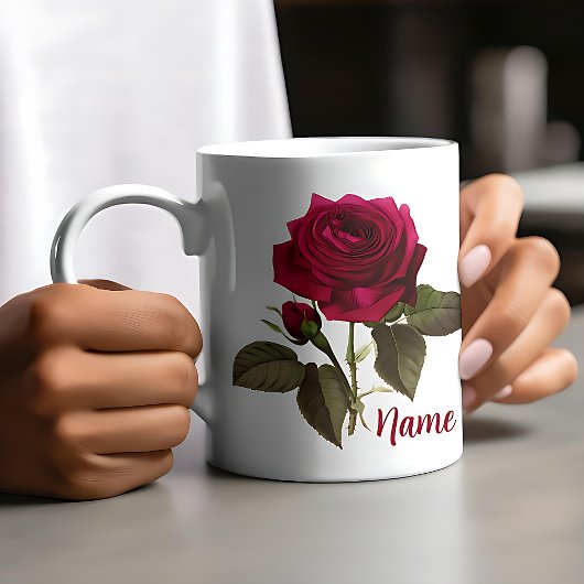 Individuelle Name Hübsche Rose Blume Kaffee Tasse