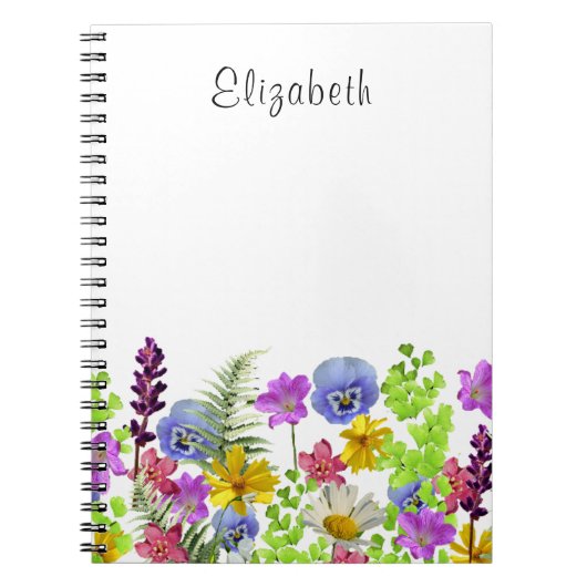 Individuelle Name hübscher Wildblumen Notizblock (Vorderseite)