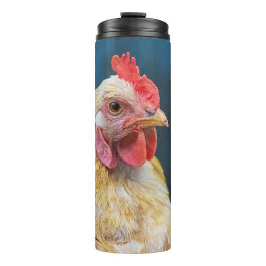 Individuelle Name Hühnchen Nah-up Thermosbecher (Vorderseite)
