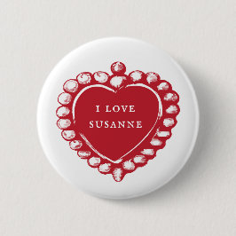 Individuelle Name I Liebe (Rotes Herz) Button