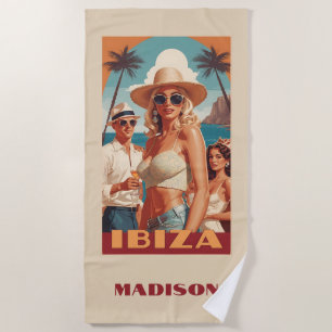 Individuelle Name Ibiza, Spanien Reiseplakat Strandtuch