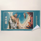 Individuelle Name Ibiza, Spanien Reiseplakat Strandtuch (Vorderseite)