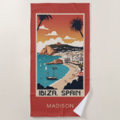 Individuelle Name Ibiza, Spanien Reiseplakat Strandtuch (Vorderseite)