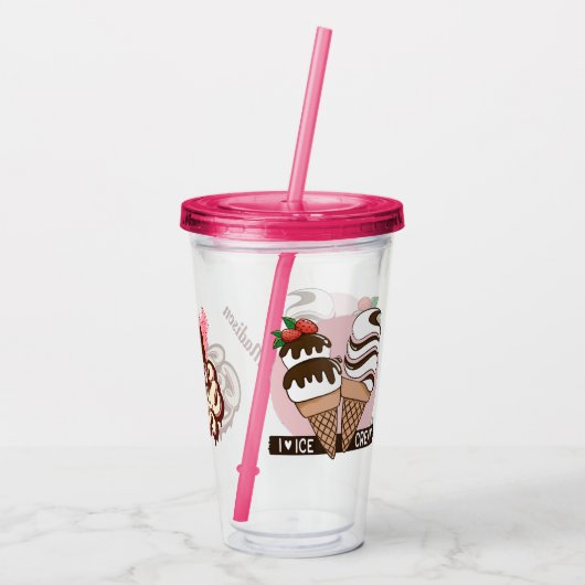Individuelle Name Ice Cream Lover's tumbler Acryltrinkbecher (Rückseite)