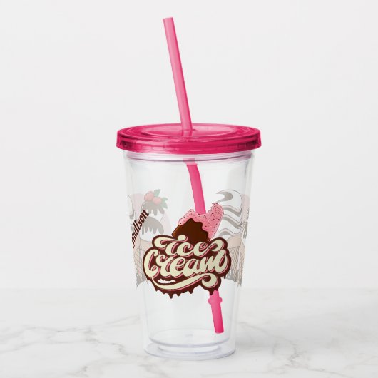 Individuelle Name Ice Cream Lover's tumbler Acryltrinkbecher (Links)
