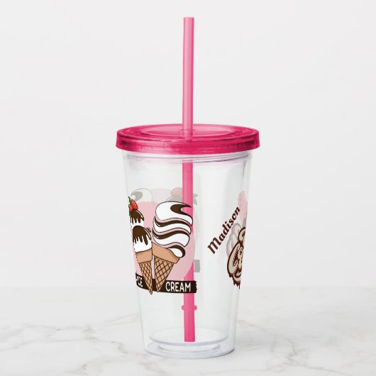 Individuelle Name Ice Cream Lover's tumbler Acryltrinkbecher (Vorderseite)