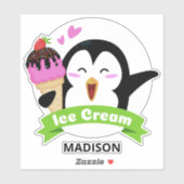 Individuelle Name Ice Cream Pinguin Aufkleber (Blatt)