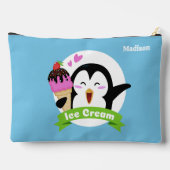 Individuelle Name Ice Cream Pinguin Zubehörtasche (Rückseite)