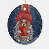 Individuelle Name Igel mit heißem Getränk Keramik Ornament (Links)