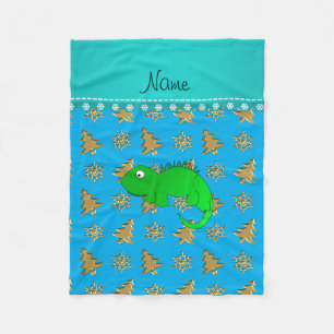Individuelle Name iguana goldblauer Himmel Weihnac Fleecedecke