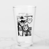 Individuelle Name im Herzen mit 6-Pack Cowboy Art  Glas (Rückseite)