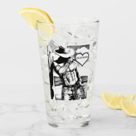 Individuelle Name im Herzen mit 6-Pack Cowboy Art Glas