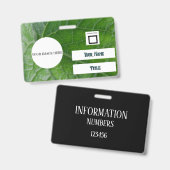 Individuelle Name Image Employee (Grüne Leaf Detai Ausweis (Vorder- & Rückseite)