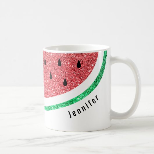 individuelle Name Imitate Glitzer Wassermelone Kaffeetasse (Rechts)