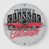 Individuelle Name Imitate Neon Classic Car Vater G Große Wanduhr (Vorderseite)