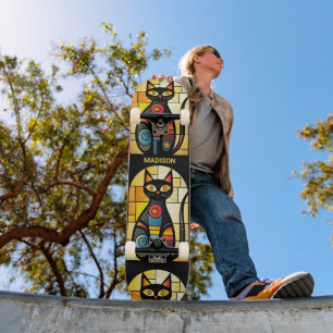Individuelle Name Imitate verklebte Glaskatze Skateboard