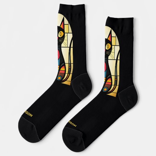 Individuelle Name Imitate verklebte Glaskatze Socken (Linkes Detail)