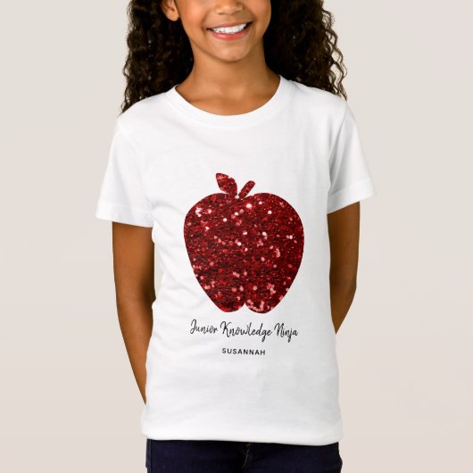 Individuelle Name Imitats Gitter Red Apple School T-Shirt (Vorderseite)