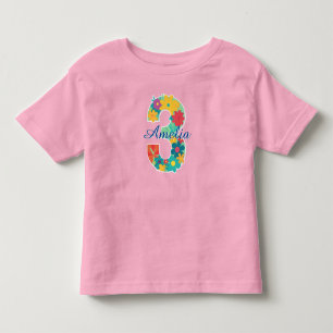 Individuelle Name in Blumennummer 3-Kleinkind T - Kleinkind T-shirt