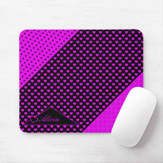 Individuelle Name in den Farben Schwarz und Rosa Mousepad (Mit Mouse)