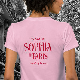 Individuelle Name in Paris Bachelorette Rosa T-Shirt