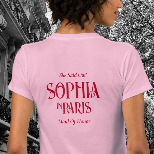 Individuelle Name in Paris Bachelorette Rosa T-Shirt