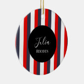 Individuelle Name in Rot, Weiß und Blau Keramik Ornament (Rechts)