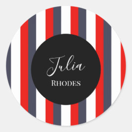 Individuelle Name in Rot, Weiß und Blau Runder Aufkleber