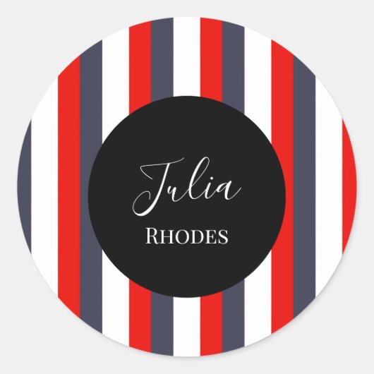Individuelle Name in Rot, Weiß und Blau Runder Aufkleber (Vorderseite)