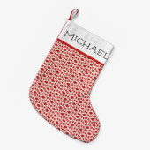 Individuelle Name in Weiß und Rot Kleiner Weihnachtsstrumpf (Vorderansicht (hängend))