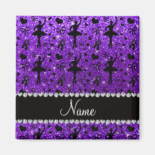 Individuelle Name Indigo lila Glitzer Ballerinas Magnet