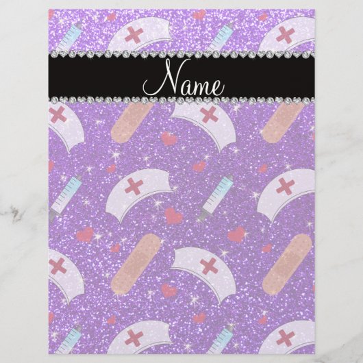 Individuelle Name indigo lila Glitzer Krankenschwe Flyer (Vorne)