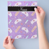 Individuelle Name indigo lila Glitzer Krankenschwe Flyer (Hand)